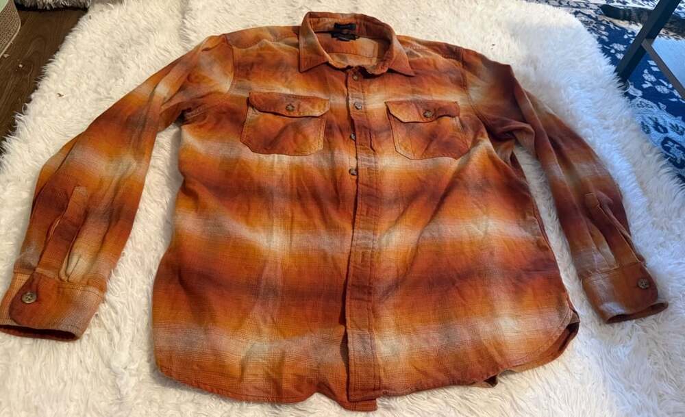 Pendleton Burnside Flannel Shirt Size XL Orange Gradient Plaid Cotton